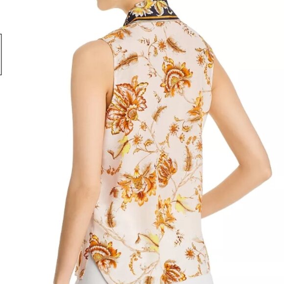 Kobi Halpern Floral Print Sleeveless Blouse with Scarf Tie - Picture 2 of 2